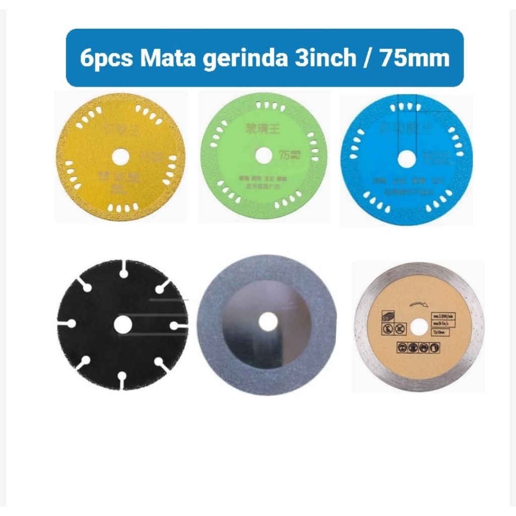Set 3/5/6/7pcs Batu mata piringan cakram roda gerinda pengasah asah poles potong amplas gergaji wool