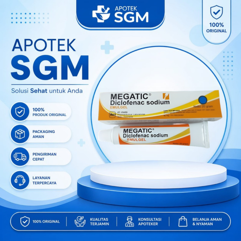 Megatic 20 Gram Tube Gel Pereda Nyeri Natrium Diklofenak 1% Mudah Digunakan  Atasi Nyeri