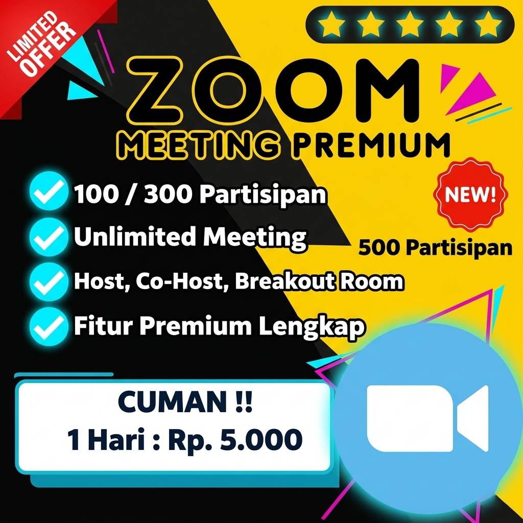 SEWA ZOOM MEETING harian Premium Pro Unlimited 100 partisipan 300 partisipan 1 hari minggu Termurah 