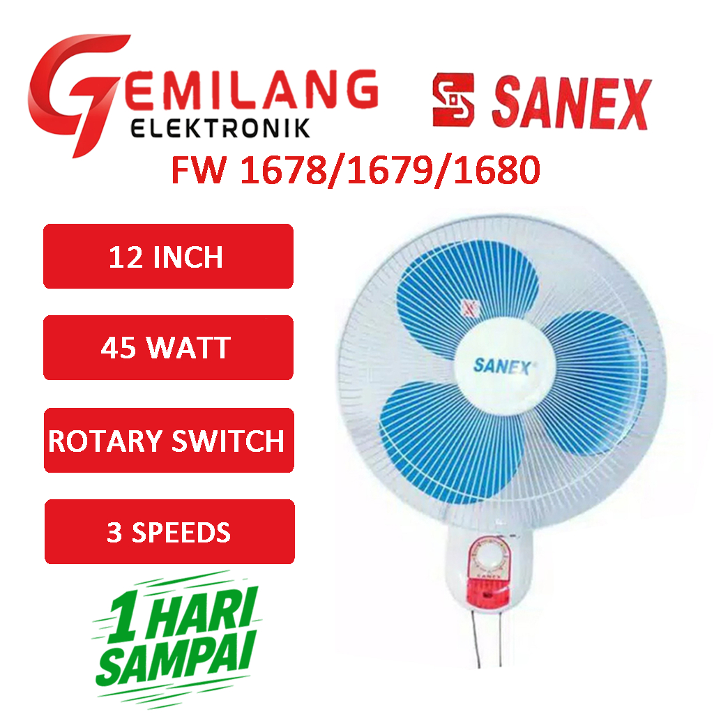 WALL FAN / KIPAS TEMBOK / KIPAS DINDING SANEX FW 1678/1679/1680 KIPAS 16 INCH