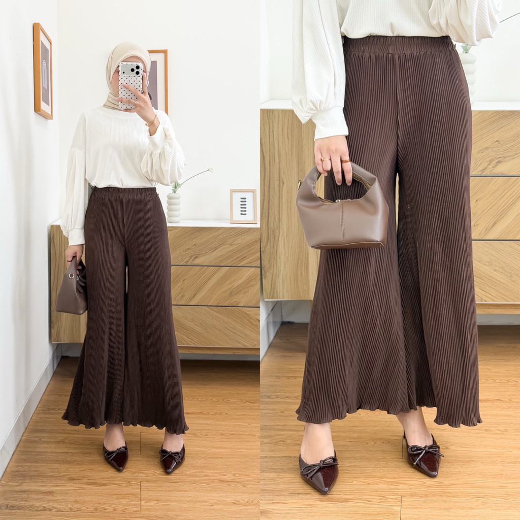 Efabric - Zeta Pants | Celana Kulot Plisket Lidi | Celana Plisket Wanita Panjag