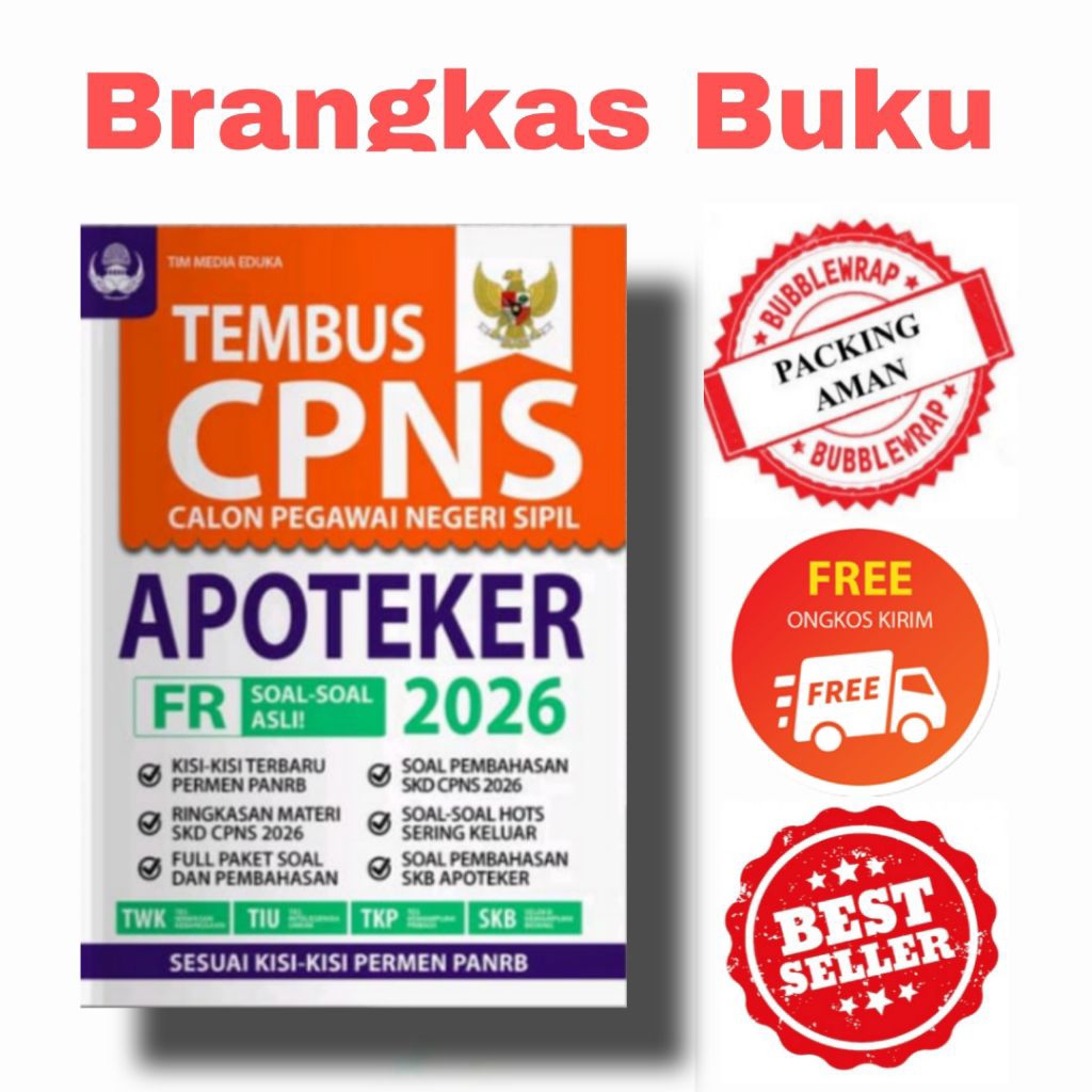 Buku Tembus CPNS Apoteker 2026 Terbaru - FR Soal Asli + Pembahasan SKD TWK TIU TKP SKB Sesuai Kisi K