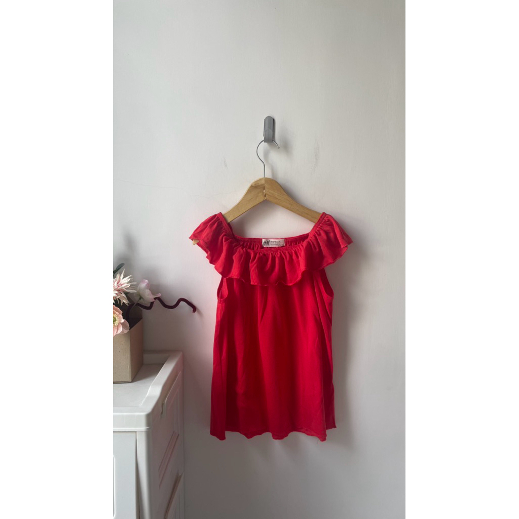 6-8th hnm kaos cewek anak sabrina kaos merah baju