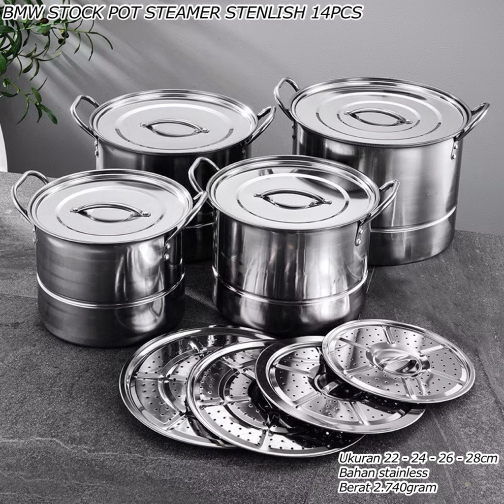 INDIAN POT 5 SET IN 1 || PANCI SERBAGUNA 5PCS || WADAH SAYUR STAINLESS STEEL || PANCI STOCK POT