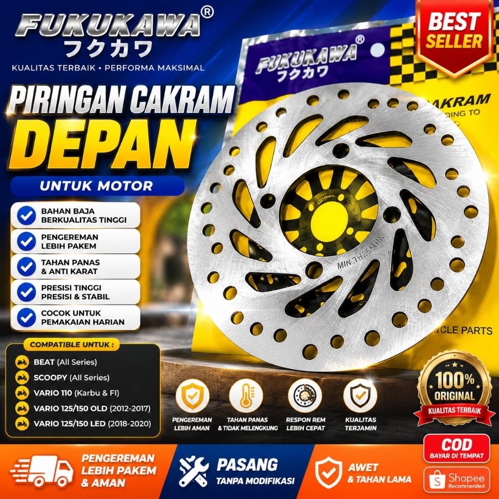 Piringan Cakram Depan Beat / Vario 110 / 125 / 150 / Scoopy Fukukawa OEM ORIGINAL