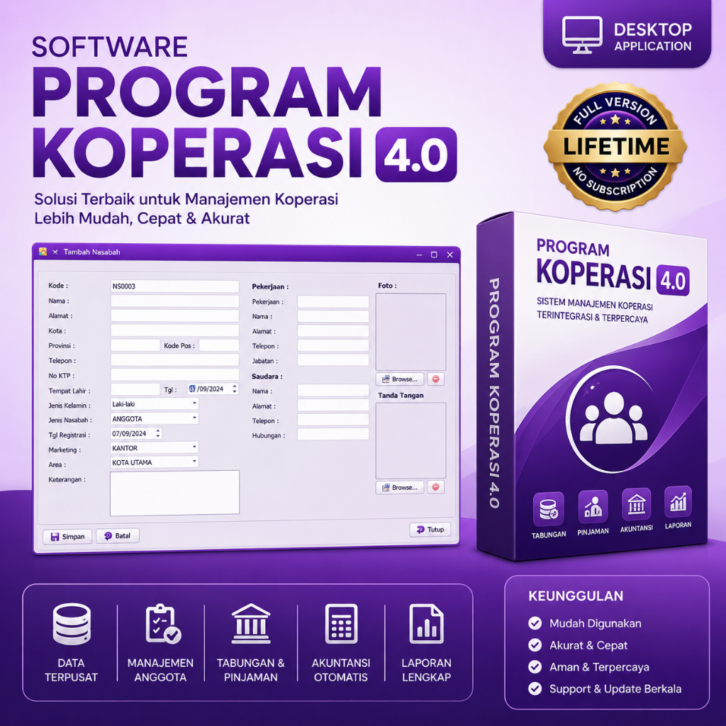 Software Program Koperasi 4.0 Full Version Lifetime