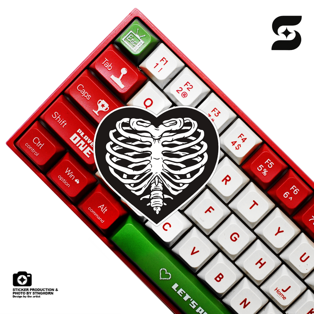 STICKER BONE HEART CLUB DESIGN