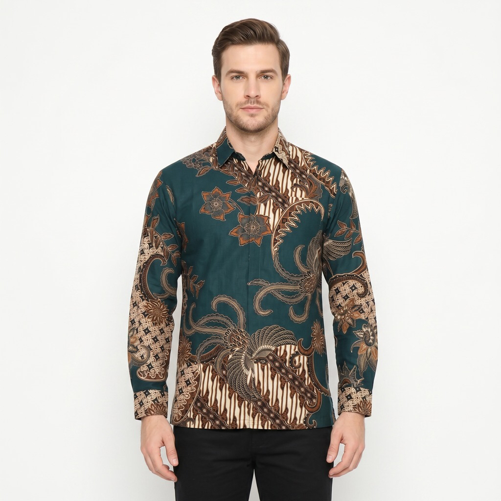 |Magnus| Kemeja Batik Pria Lengan Panjang Bahan Katun 40S Lapis Furring Arrow Warna Biru