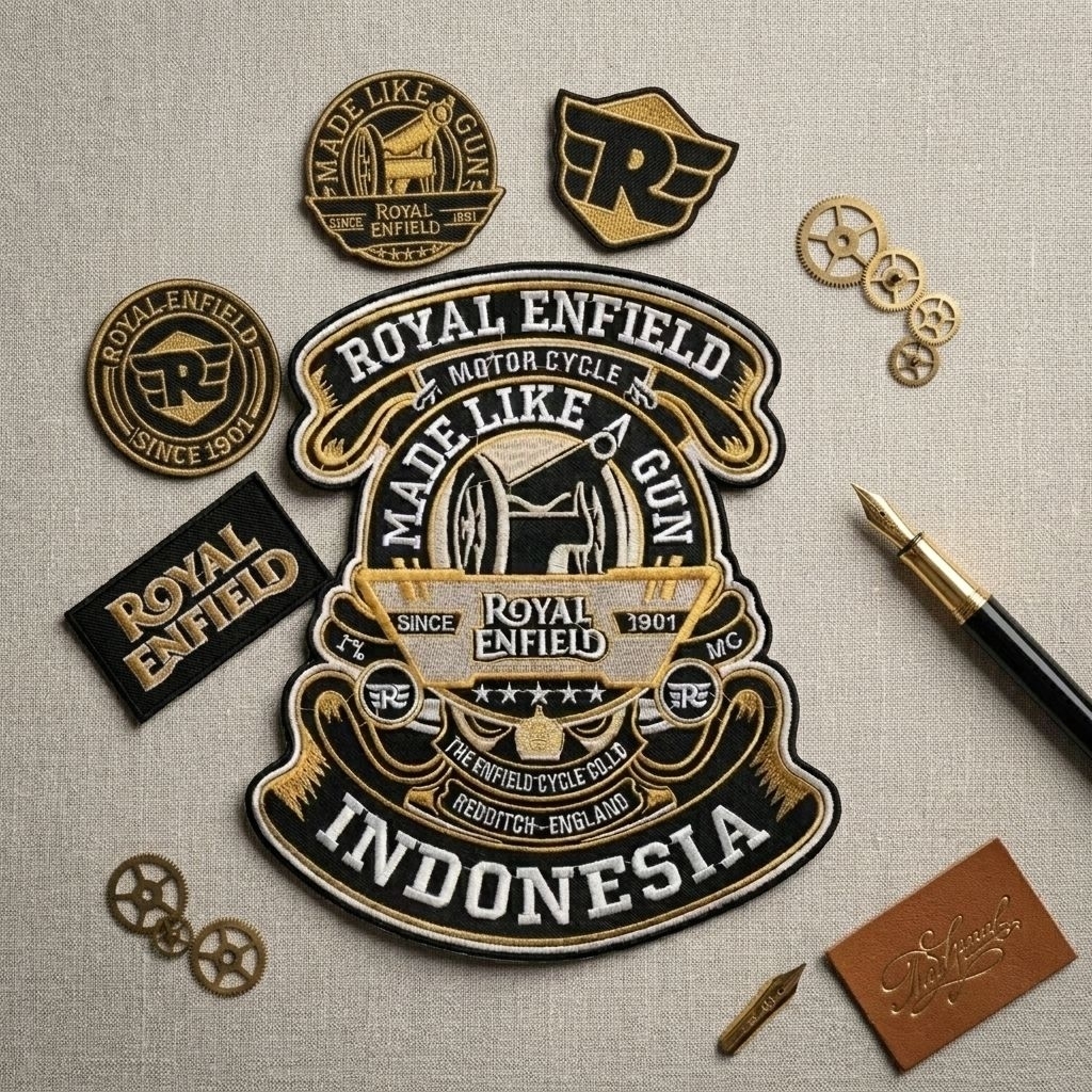 BACKPATCH BORDIR ROYAL ENFIE,PATCH BORDIR BESAR,EMBLEM BESAR,LOGO ROYAL ENFIE,BADGE MOTOR