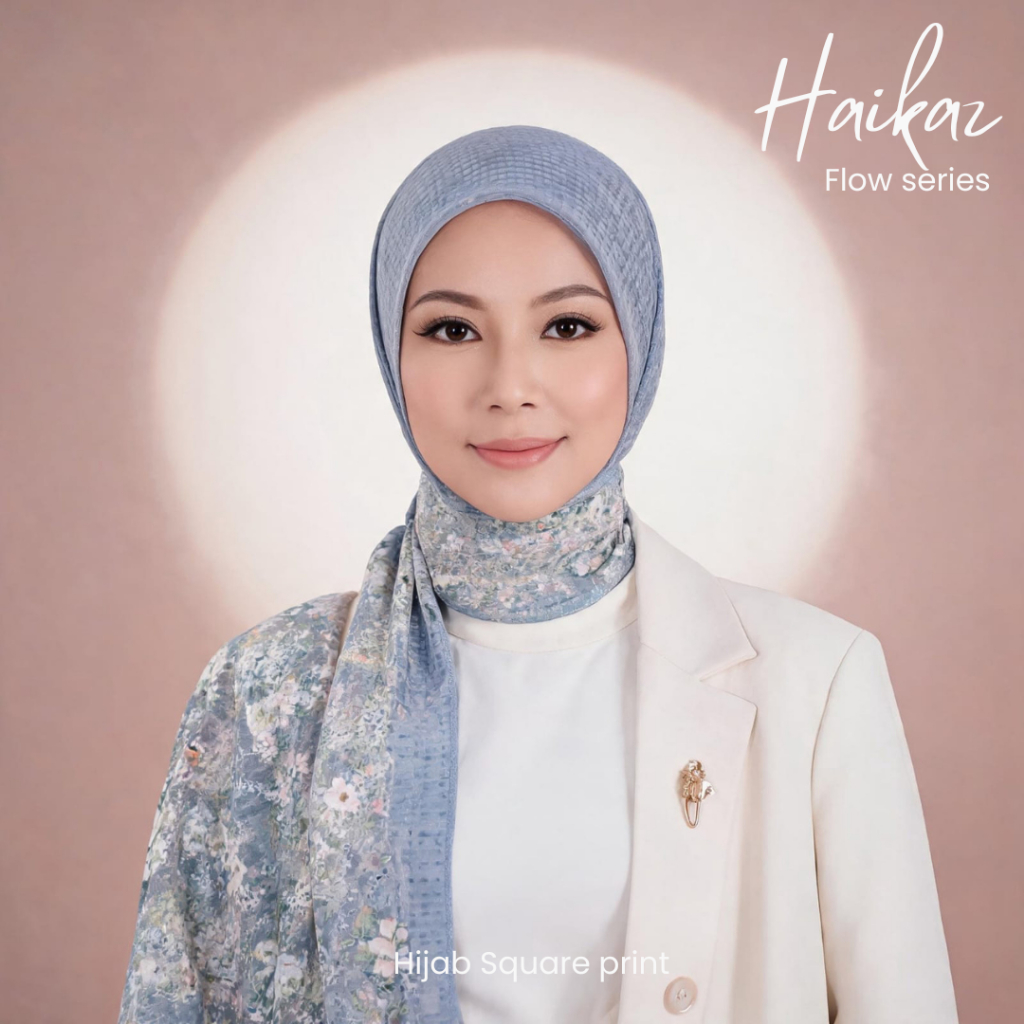 HAIKAZhijab - FLOW Square - Hijab segi empat printing motif kerudung jilbab Premium terbaru