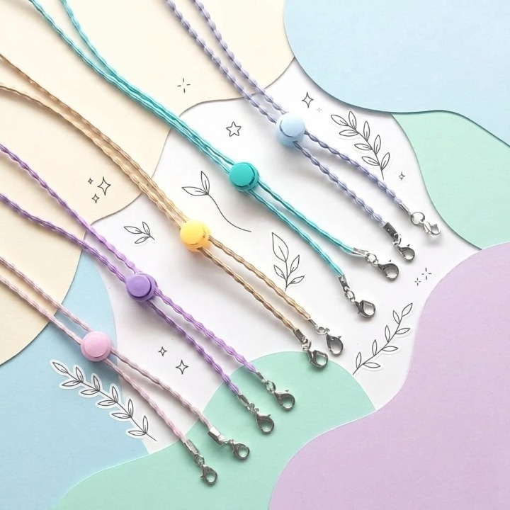 Strap Masker 2in1 Tali Korea Elastis Premium Gantungan Kalung Masker Hijab Konektor Adjustable Stopp