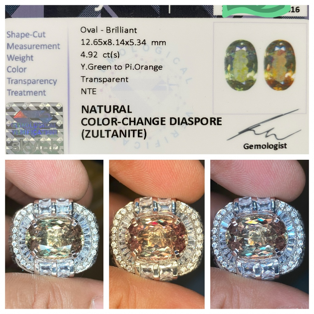 Natural 4.92ct color change diaspore zultanite hq