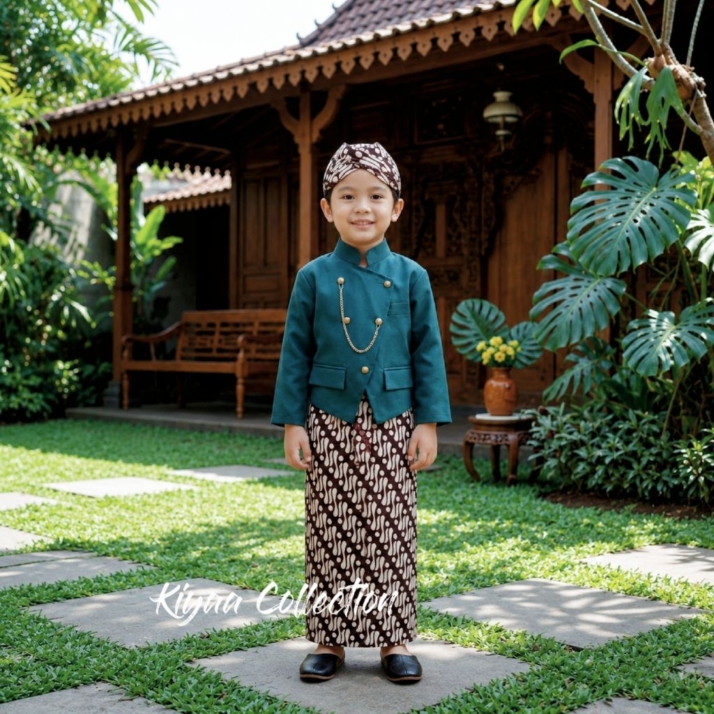 Beskap Anak Premium Full Set Celana Sarung | Baju Adat Jawa Anak Laki-Laki Usia Baby -14 Tahun | Coc