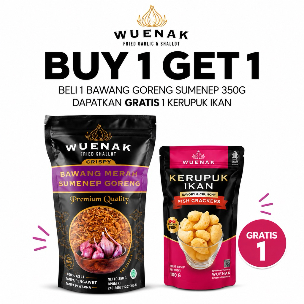 BAWANG GORENG SUMENEP PREMIUM ASLI TANPA TEPUNG WUENAK NETTO 350G