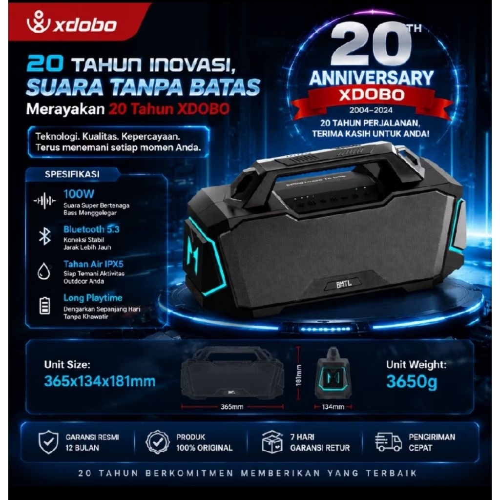 Wireless Bluetooh Speaker Xdobo BMTL Metro 1992 100W