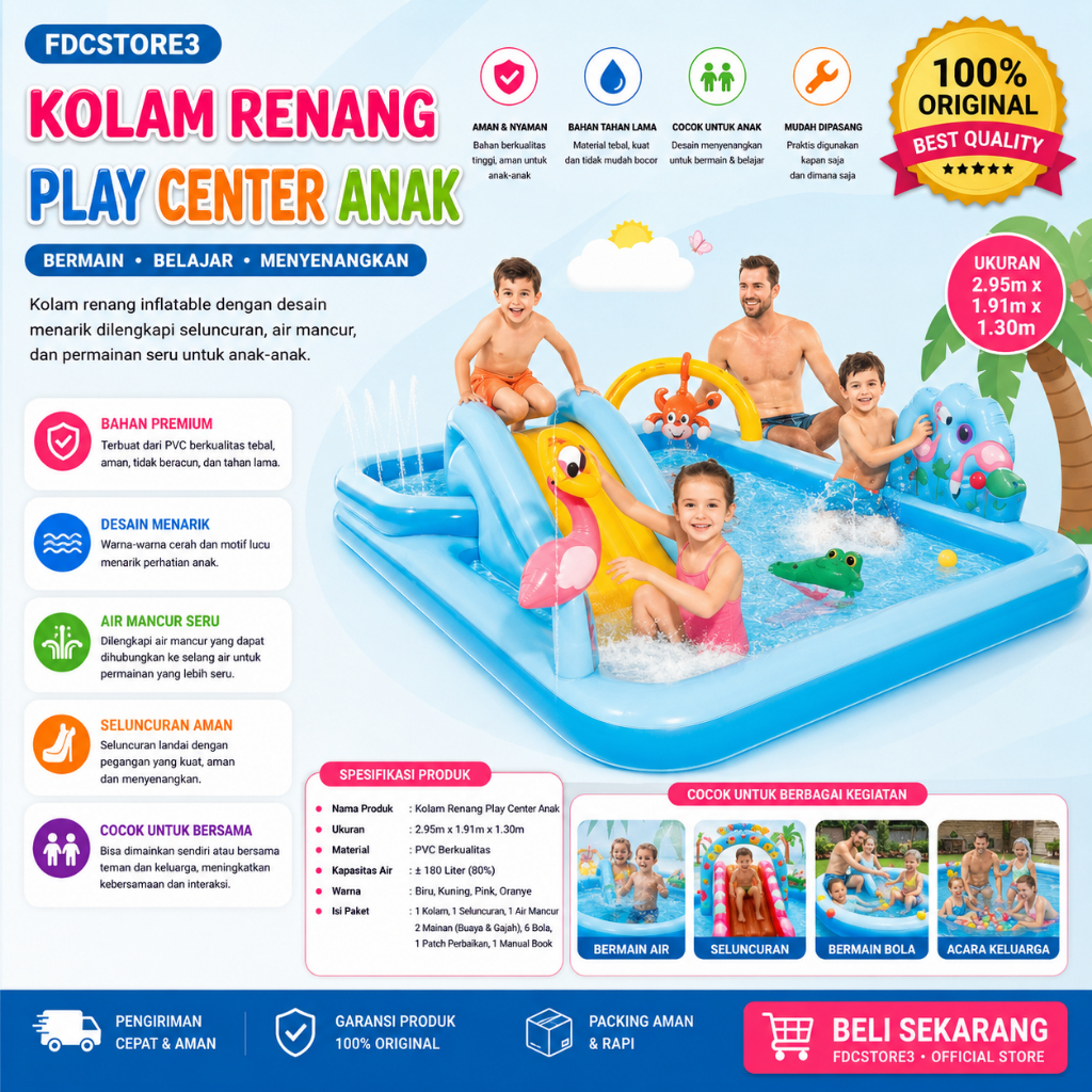 Intex Swimming Pool Jungle Adventure Slide Play Center FUN FRUITY 57161 - Kolam Renang Anak Intex 57