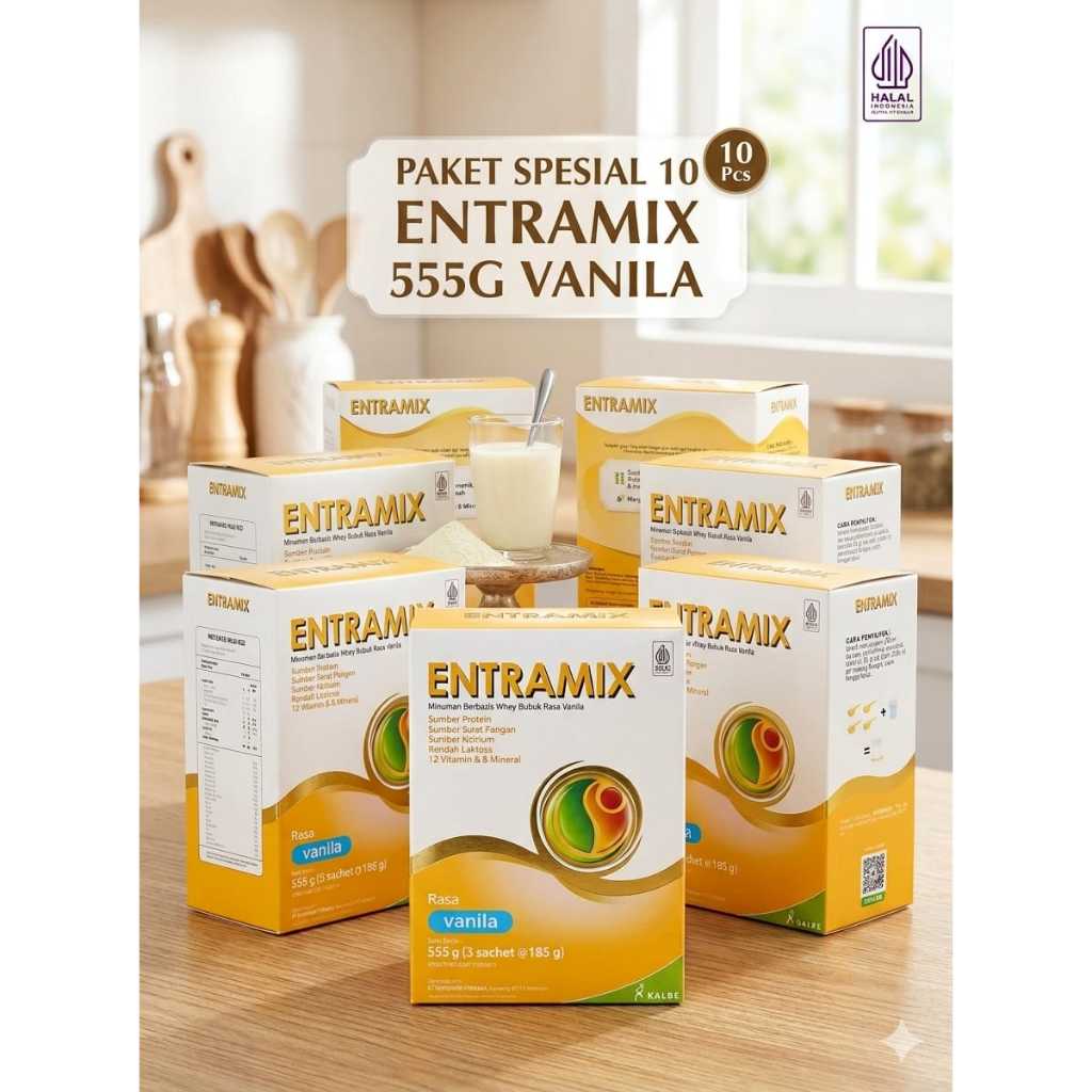 BUNDLE 10 BOX ENTRAMIX 555gr – Susu Nutrisi Lengkap Dewasa | Rasa Vanila