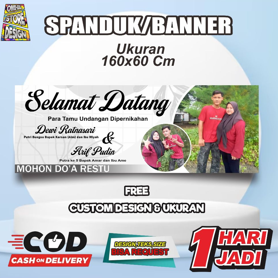 Banner Spanduk Wedding Custom 160x60 Cm Free Custom Design