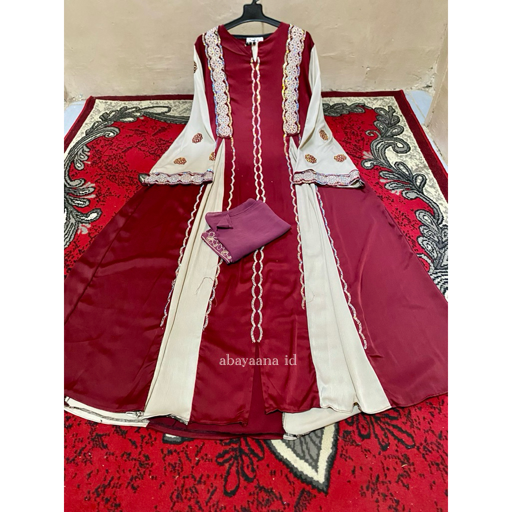 Abaya Mesir Terbaru manik// Abaya Mesir Import Ori Free Pasmina// Abaya Mesir premium bahan sutra le