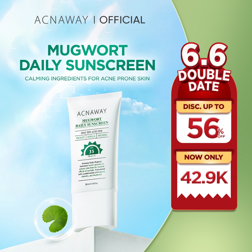 ACNAWAY Mugwort Daily Sunscreen SPF 35 PA+++ – Sunscreen Wajah Ringan UV Protection Lightweight No W