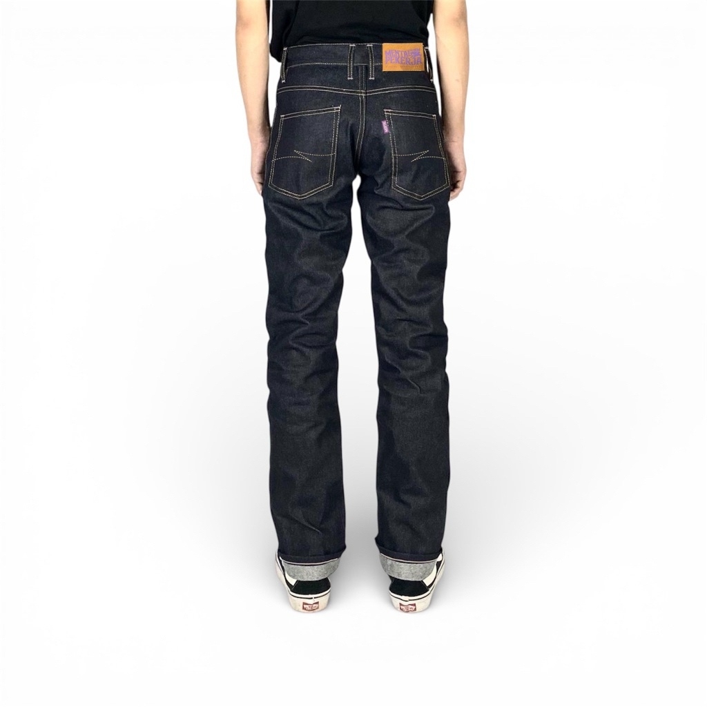 mental pekerja denim - jeans denim 18oz raw selvedge accent indigo