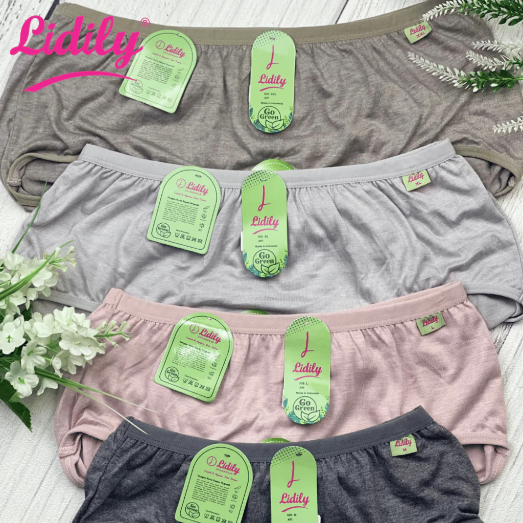(2 & 3pcs) Cd Wanita Lidily 591 Maxi/Tinggi Serat Rayon Polos Karet Tali Kecil tpjy