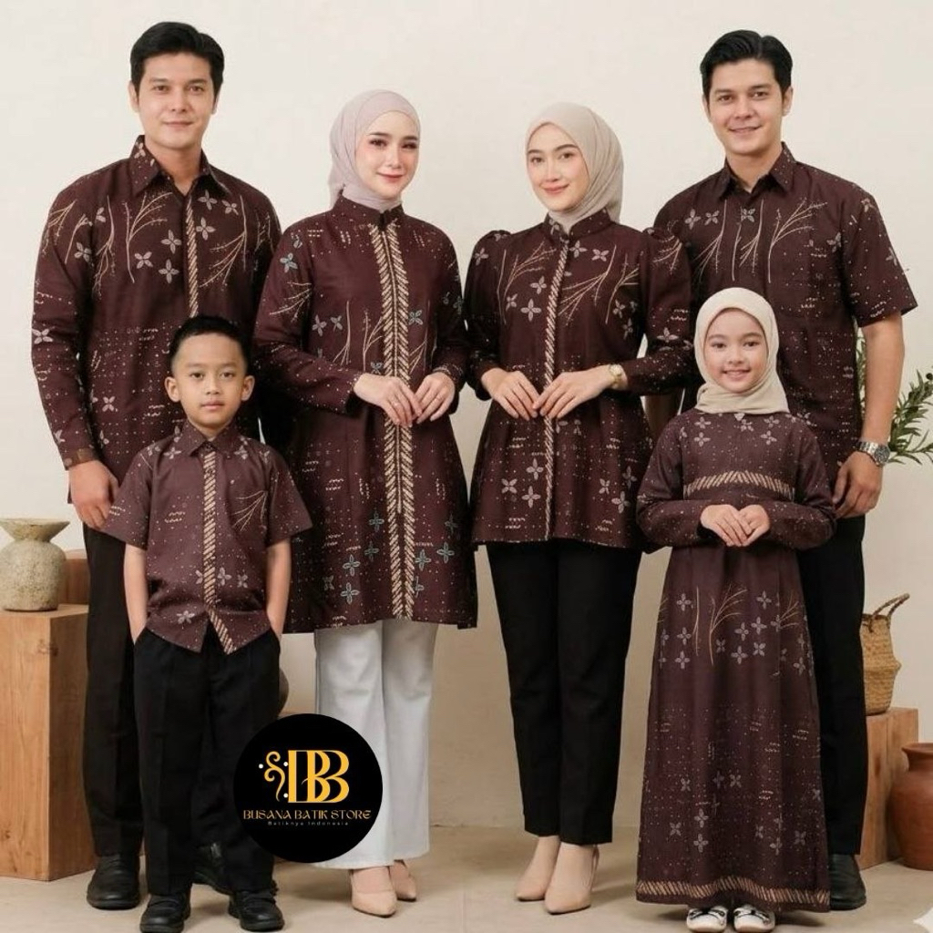 Gamis Batik Keluarga Couple Anjani Series batik terbaru 2026 Sarimbit batik kombinasi batik sarimbit