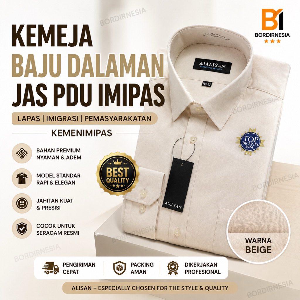 KEMEJA BAJU DALAMAN JAS PDU IMIPAS | LAPAS IMIGRASI PEMASYARAKATAN | KEMENIMIPAS | MERK ALISAN WARNA