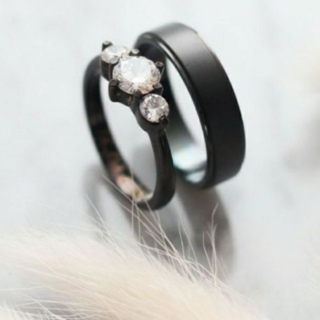 Cincin perak lapis rhodium cincin couple perak warna hitam cincin hitam couple murah