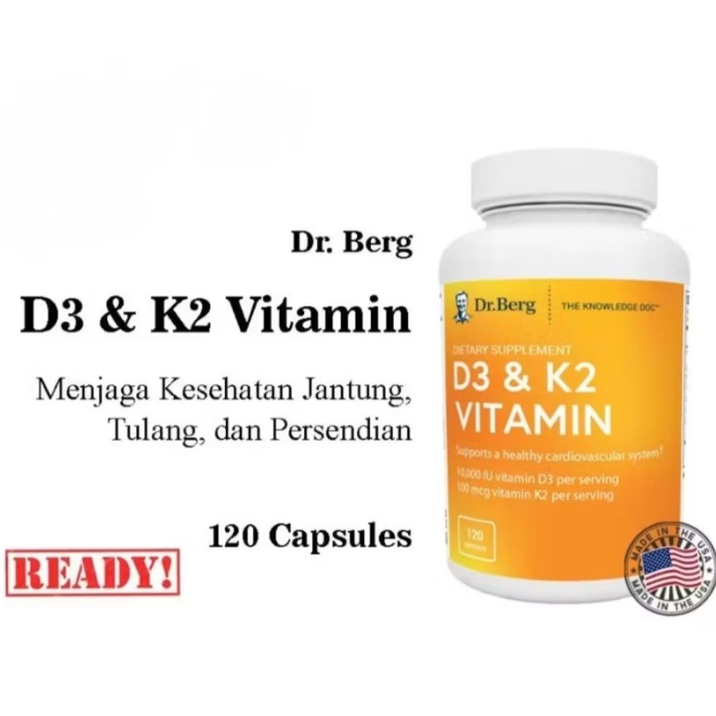 TERLARIS VITAMIN D3 & K2 Dr.Berg 10.000 IU 120 KAPSUL MENJAGA IMMUN DALAM TUBUH, Vitamin D3, Vitamin