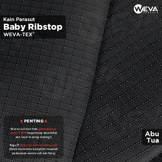 BABY RIBSTOP Bahan Kain Micro Ribstop Kain Jaket Parasut Waterproof Abu Muda 16