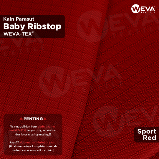 BABY RIBSTOP Bahan Kain Micro Ribstop Kain Jaket Parasut Waterproof Merah Cabe 9