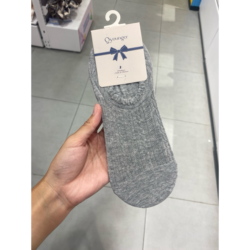 Oh Some - Gray Textured Lace No Show Socks Qyounger 1pairs