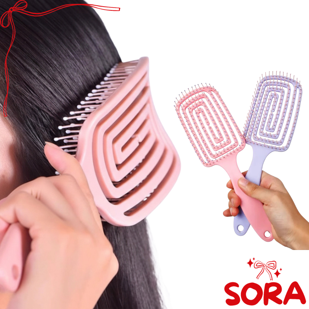 SD - Sisir Rambut Persegi H1176 Alat Rambut Sisir Berongga Travel Friendly Anti Rontok Alat Kecantik