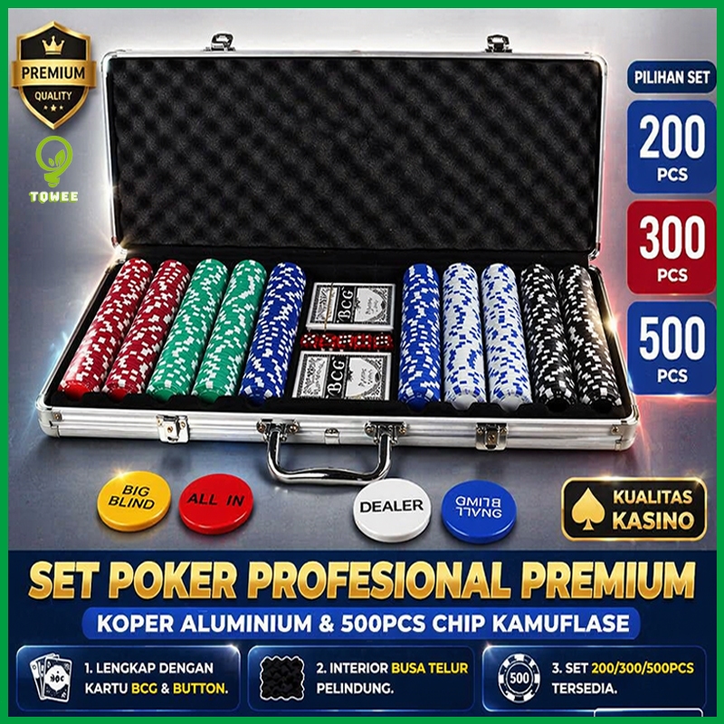 Texas Holdem Poker Koin Chip Permainan Set 200/300/500 Pcs Casino Game Set