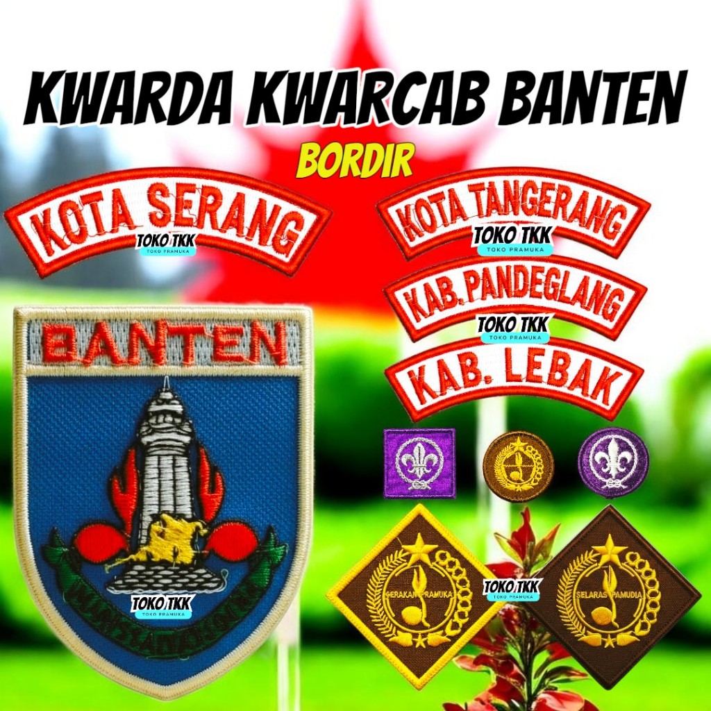 Badge bed Atribut Pramuka kwarda | kwarcab BANTEN lokasi pramuka seluruh BANTEN bordir