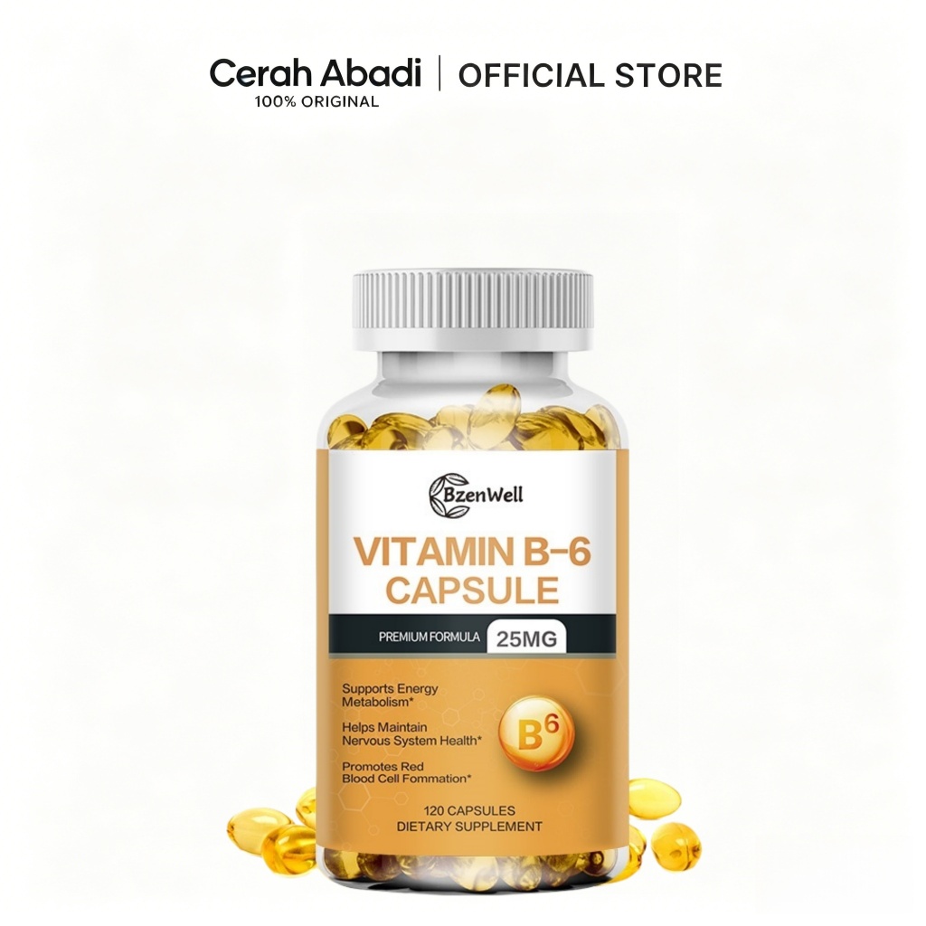 BzenWell Vitamin B6 Capsule 25 Mg B6 PYRIDOXINE Support Hair Blackening Healthy Skin Metabolism Card