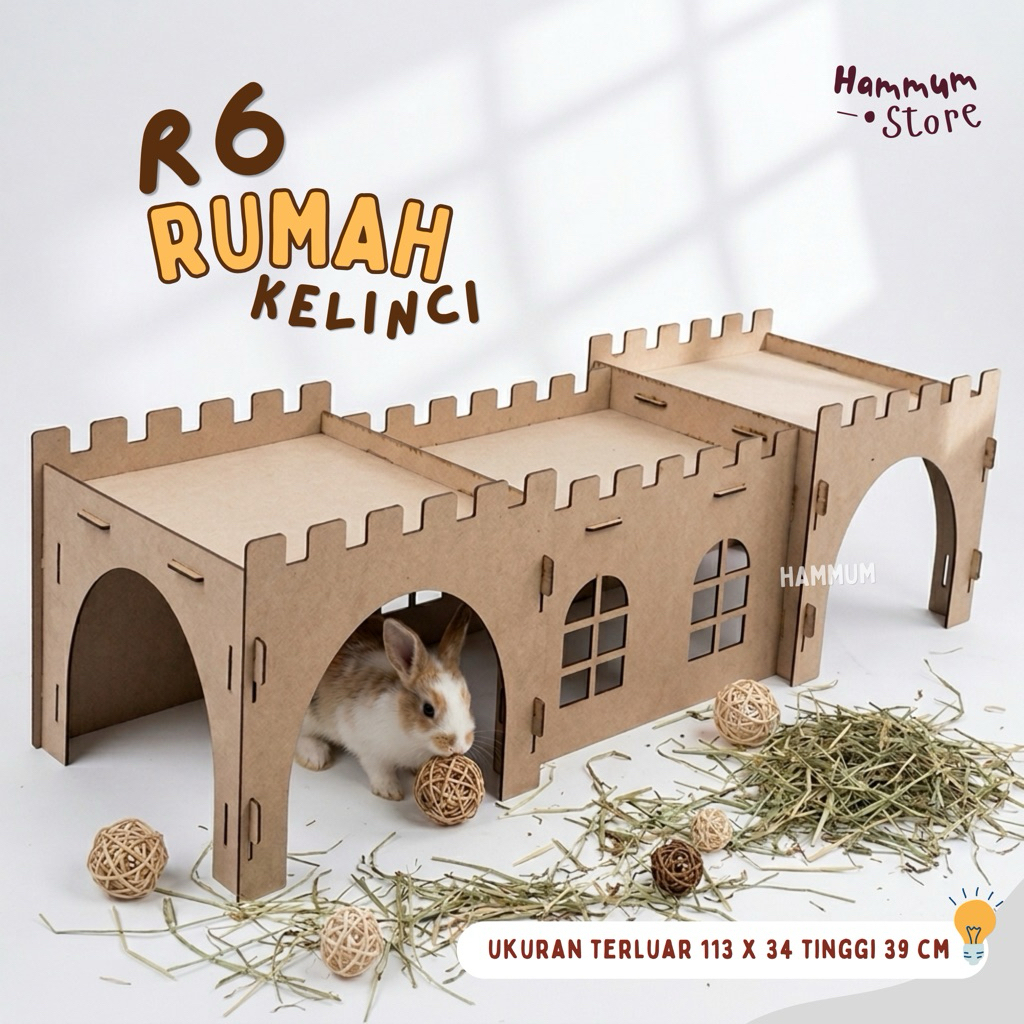 Rumah Kelinci R6 | Kerajaan Kelinci | Rumah Kucing | Terowongan Kelinci | Bunny Hideout | Kandang Ke