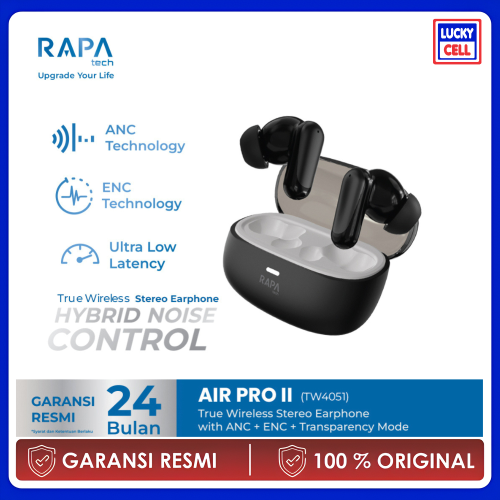 RAPAtech TW4051 Air PRO II TWS Bluetooth ANC and ENC Earbuds Noise Cancellation Headset Wireless Ear