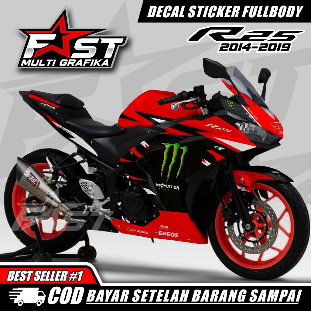 (TERBARU) Decal Stiker R25 Full Body Decal Yamaha R25 MONSTER Stiker R25 Full Body Stiker Yamaha R25