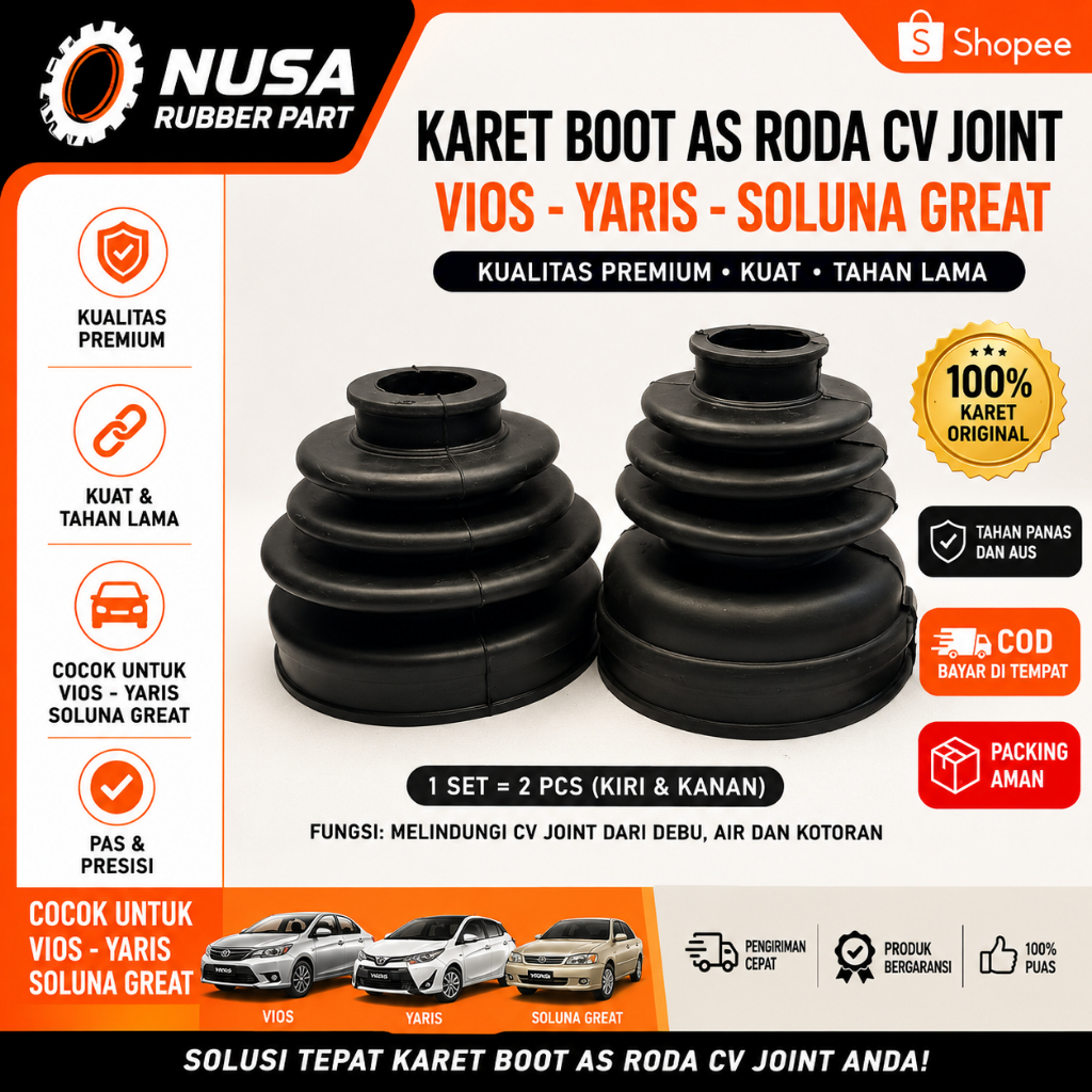 Karet Boot As Roda CV Joint Toyota Vios Yaris Soluna Great 1 Set 2 Pcs | Boot CV Joint Vios Yaris So
