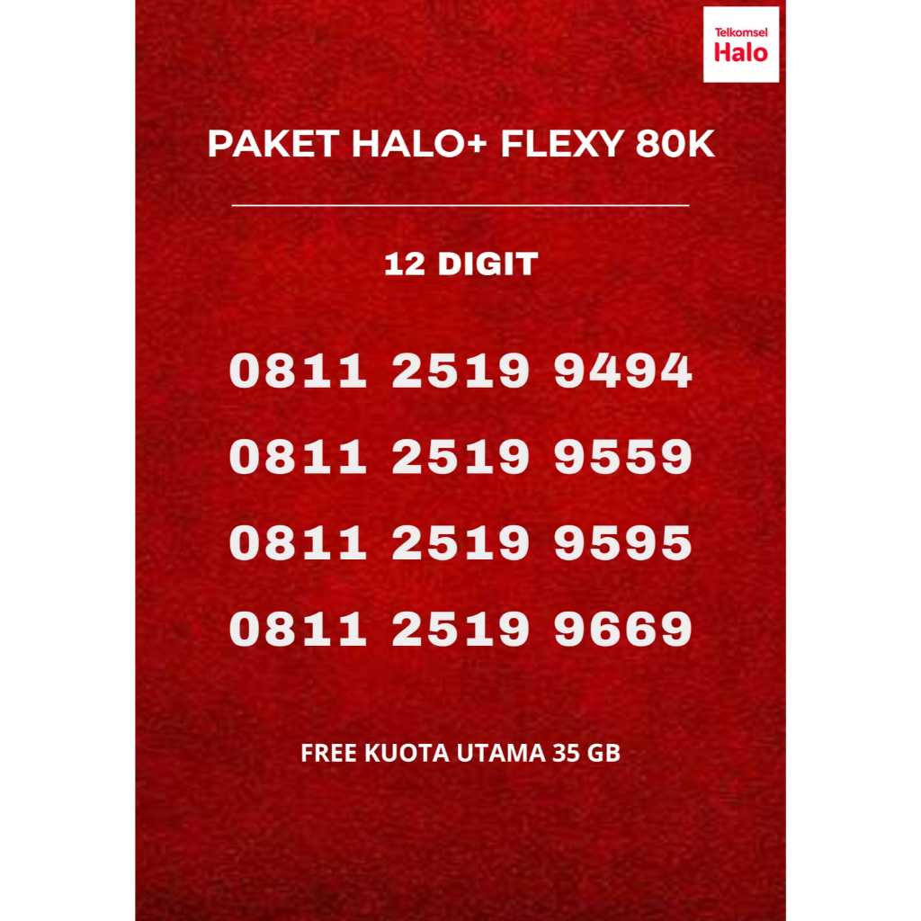 TELKOMSEL HALO PASCABAYAR NOMER CANTIK 12 DIGIT
