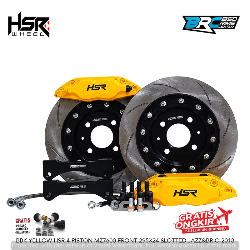 Jual bbk mobil brio dan jazz BBK YELLOW HSR 4 PISTON MZ7600 FRONT 295X24 SLOTTED JAZZ&BRIO 2018 (SCO