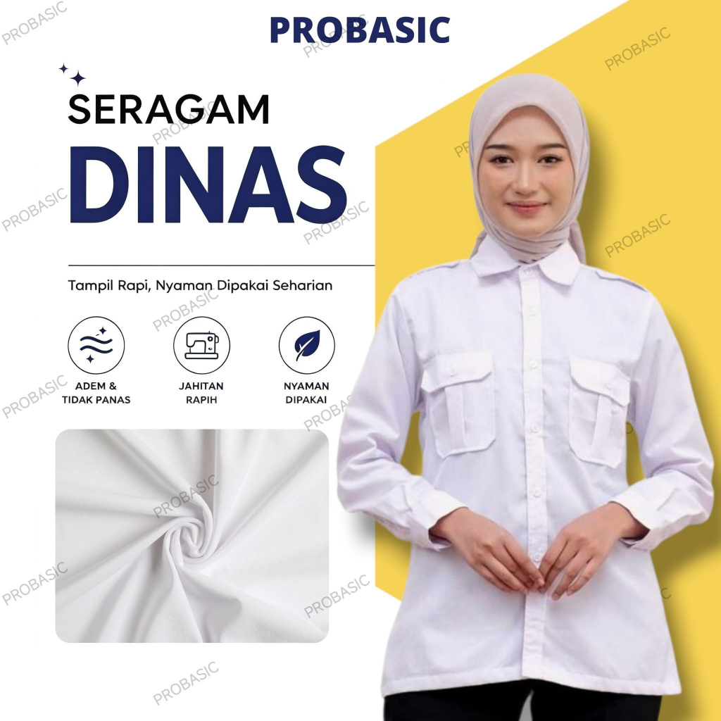PDH Putih Dinas ASN PNS Guru Putih Pria Wanita Seragam PDH Resmi SNI