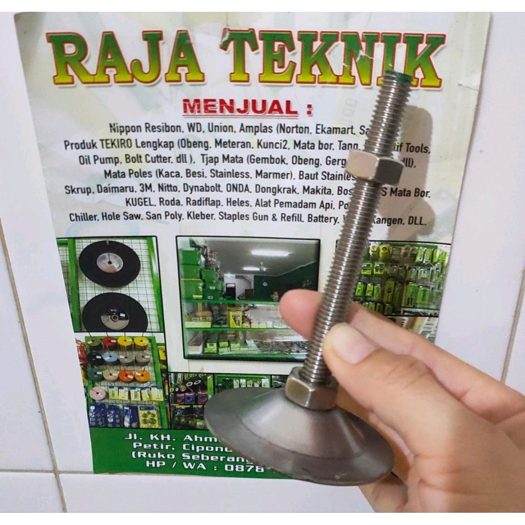 kaki meja stainless m8 x 150 full stainless 304 / adjuster foot m8 x 150 stainless 304 / foot adjust
