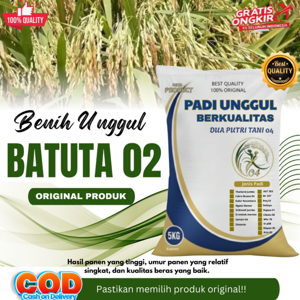 Bibit Padi Unggul BATUTA 02 Kemasan 5kg