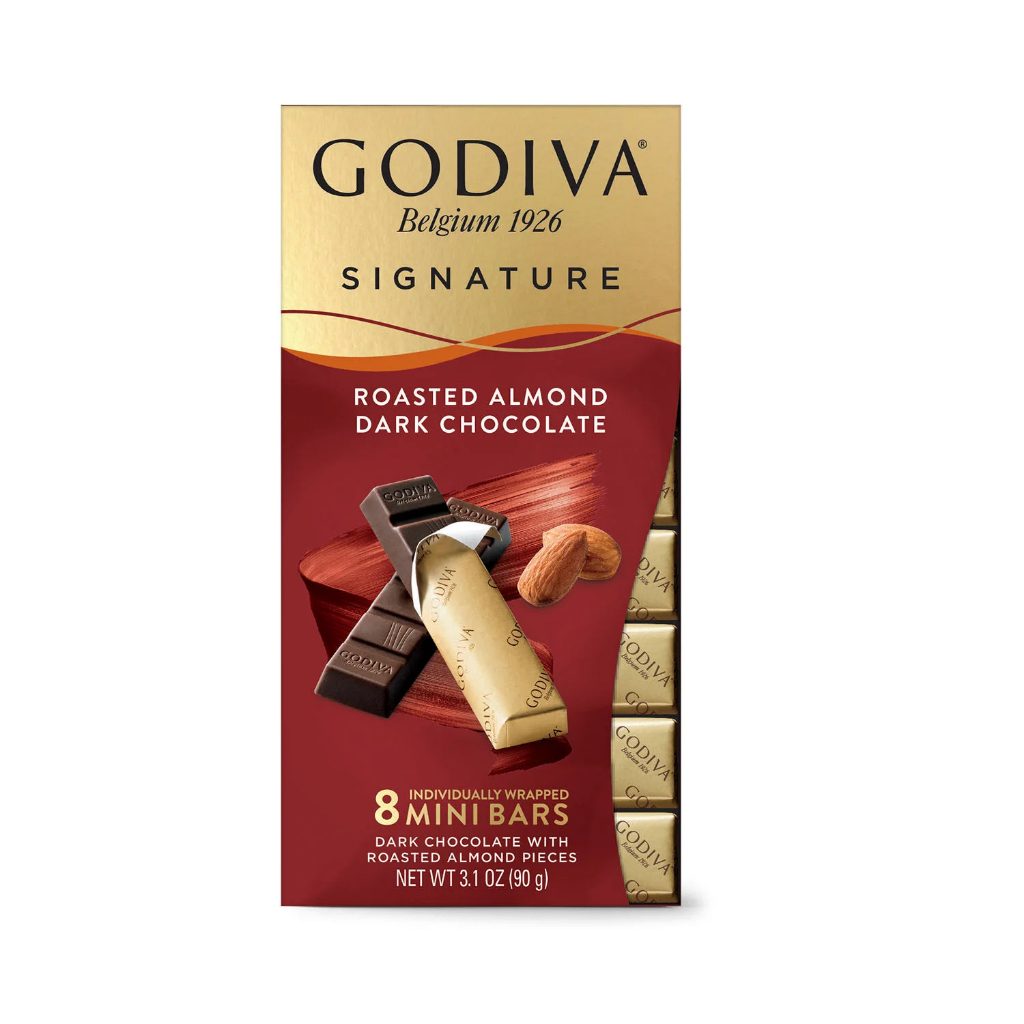 Godiva Signature Roasted Almond Dark Chocolatte 8 Mini Bars 90 Gr 90Gr Cokelat Coklat