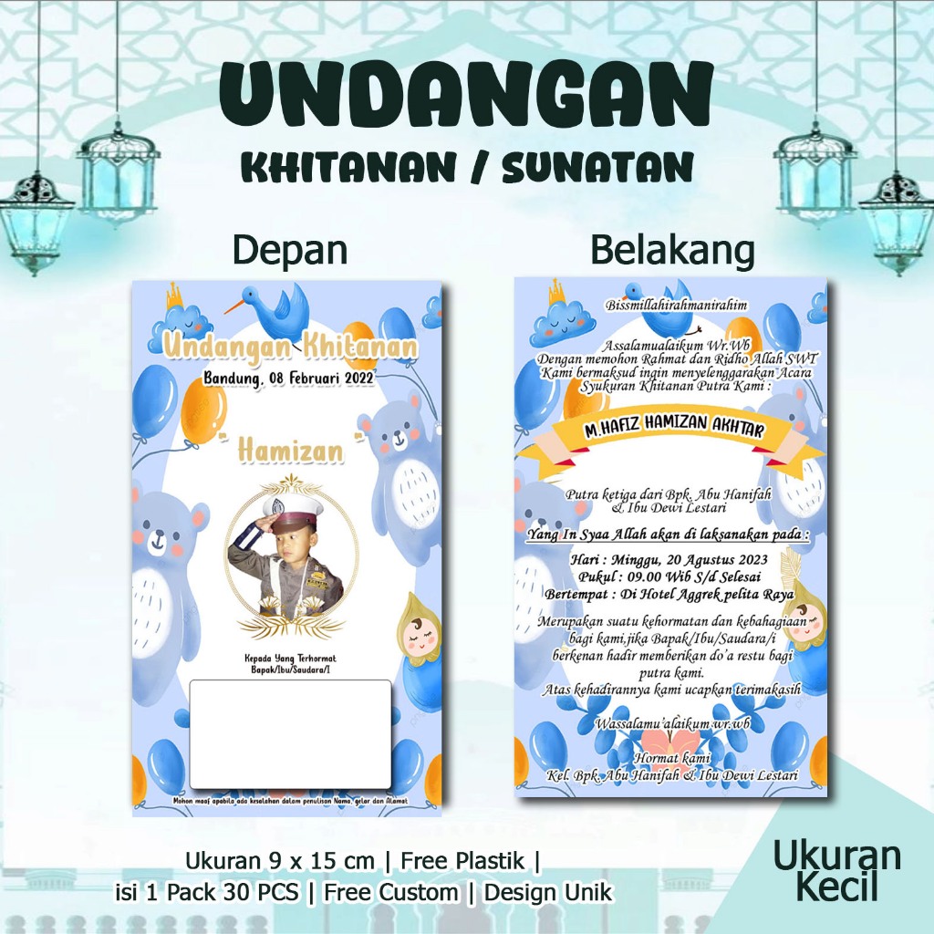 Undangan Khitan Kecil Custom Nama dan Foto Undangan Sunat UKB 10