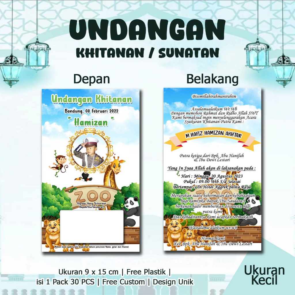 Undangan Khitan Kecil Custom Nama dan Foto Undangan Sunat UKB 06