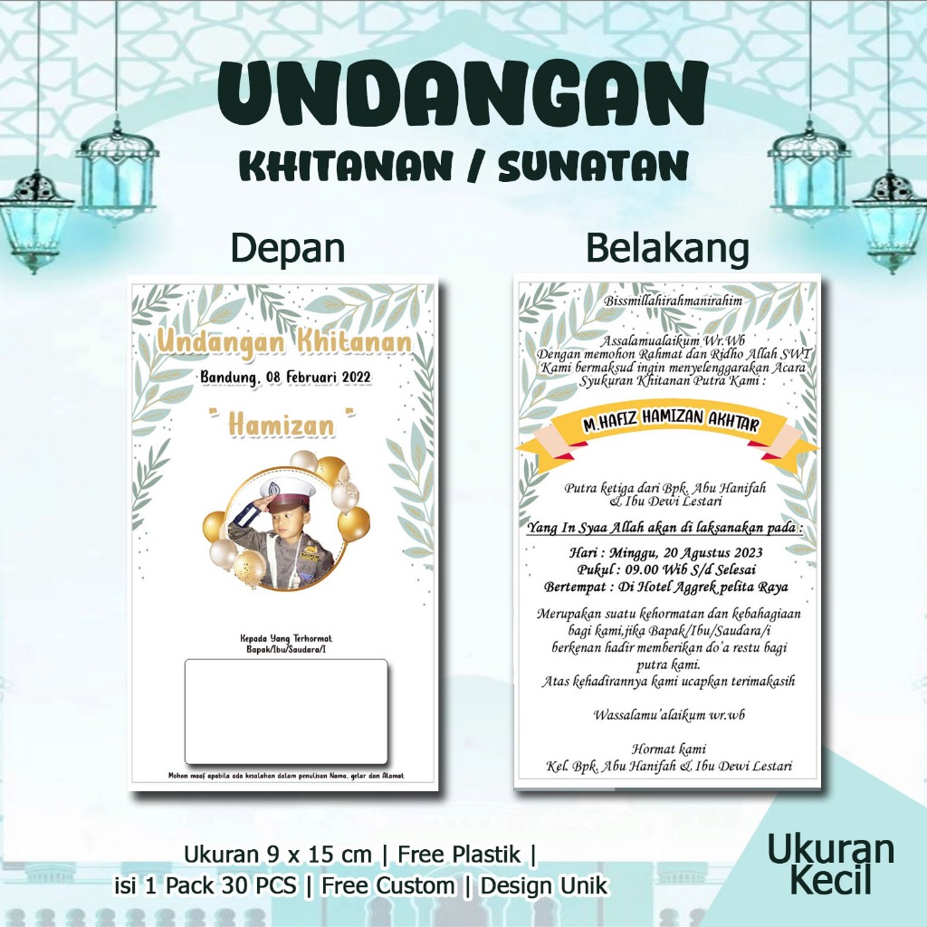 Undangan Khitan Kecil Custom Nama dan Foto Undangan Sunat UKB 04